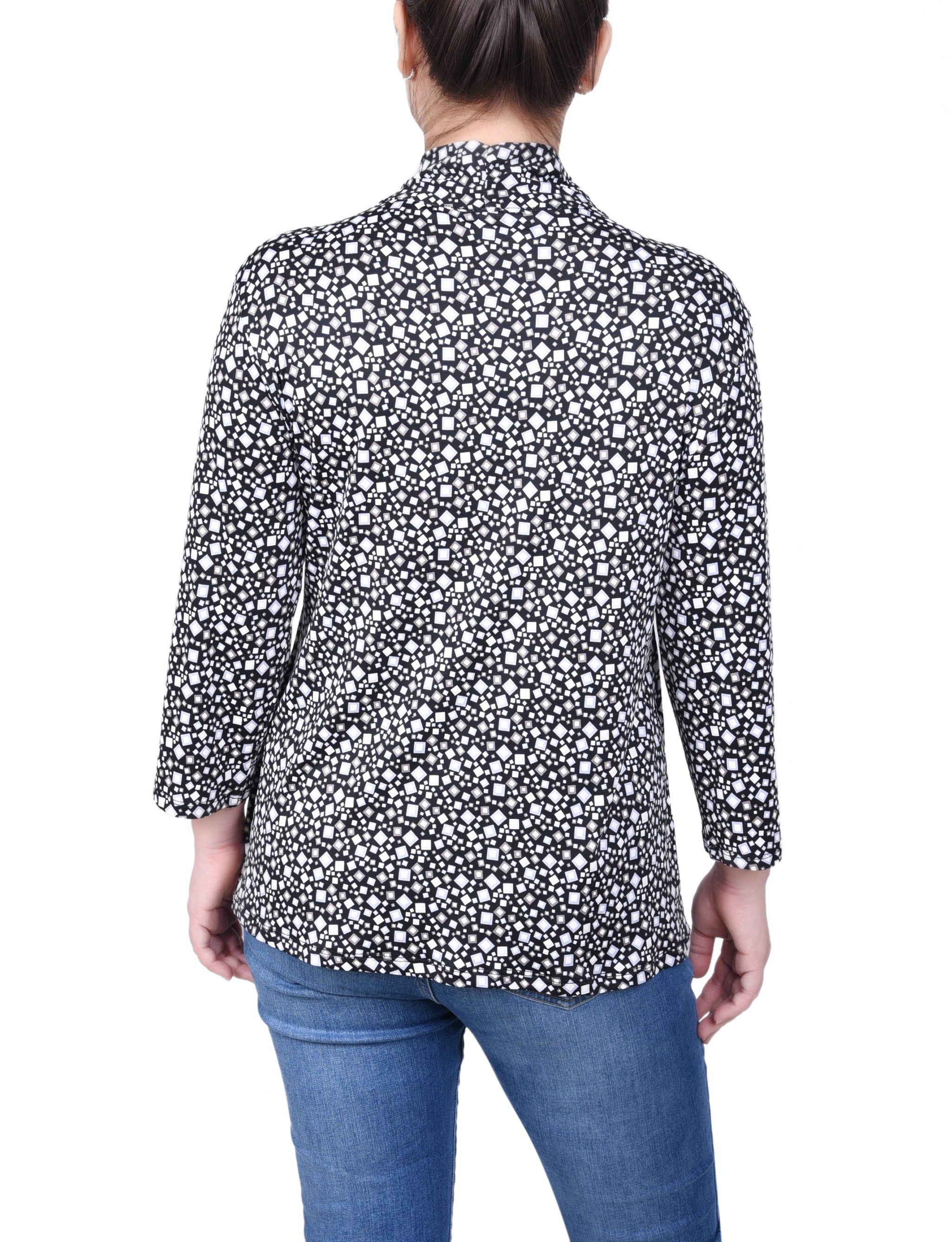 NY Collection Puff Print3/4 Sleeve Two-Fer Top - Petite sold by Dress Barn product image thumbnail 4