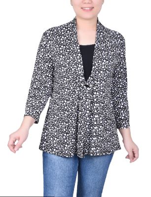 NY Collection Puff Print3/4 Sleeve Two-Fer Top - Petite sold by Dress Barn