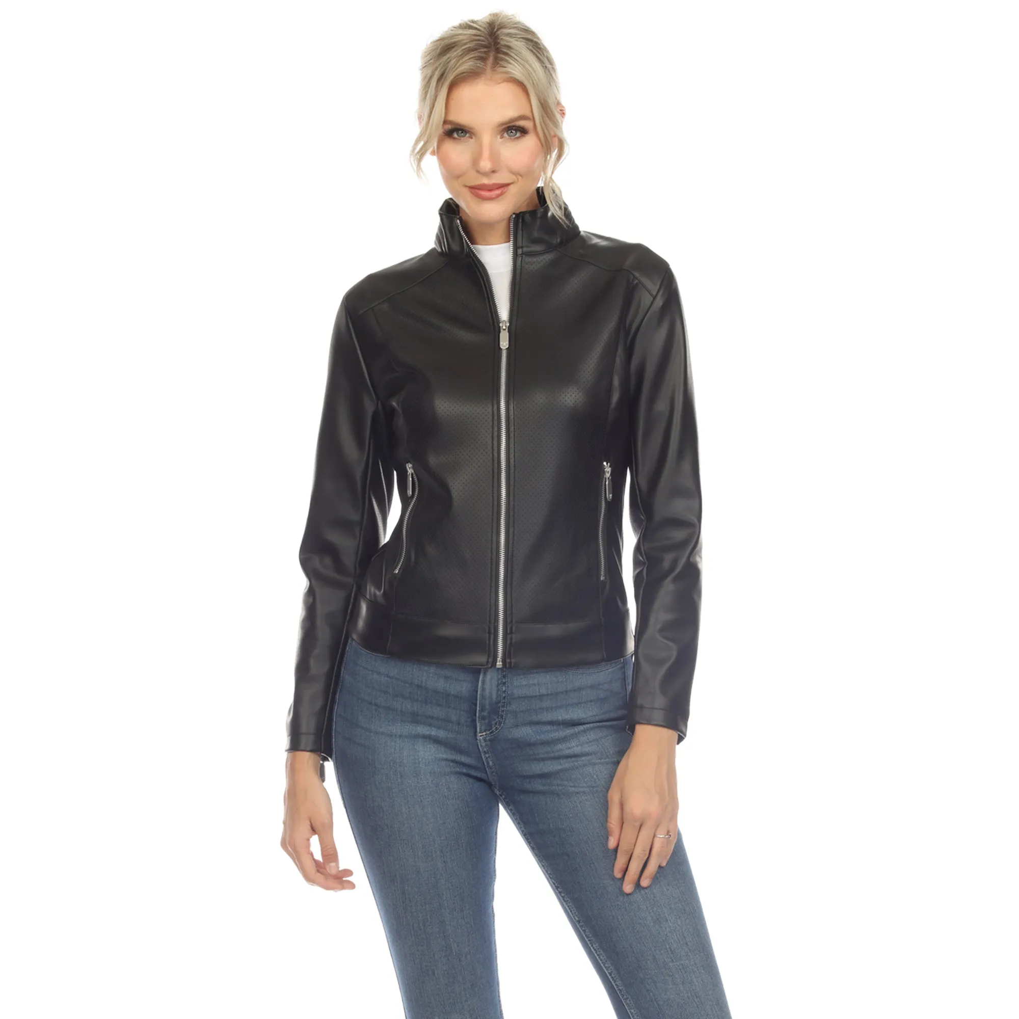 Classic Biker Faux Leather Jacket sold by Dress Barn