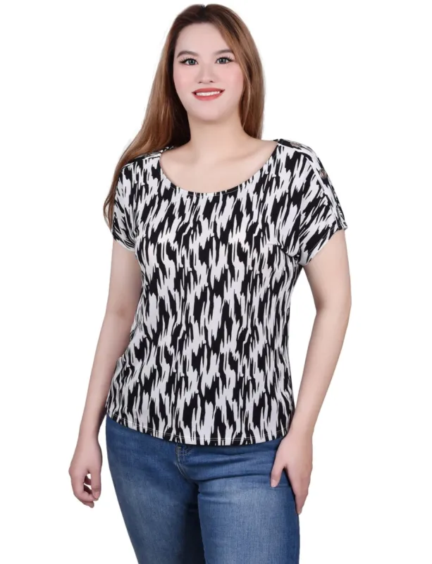 Short Sleeve Extended Sleeve Tunic Top - Petite sold by Dress Barn