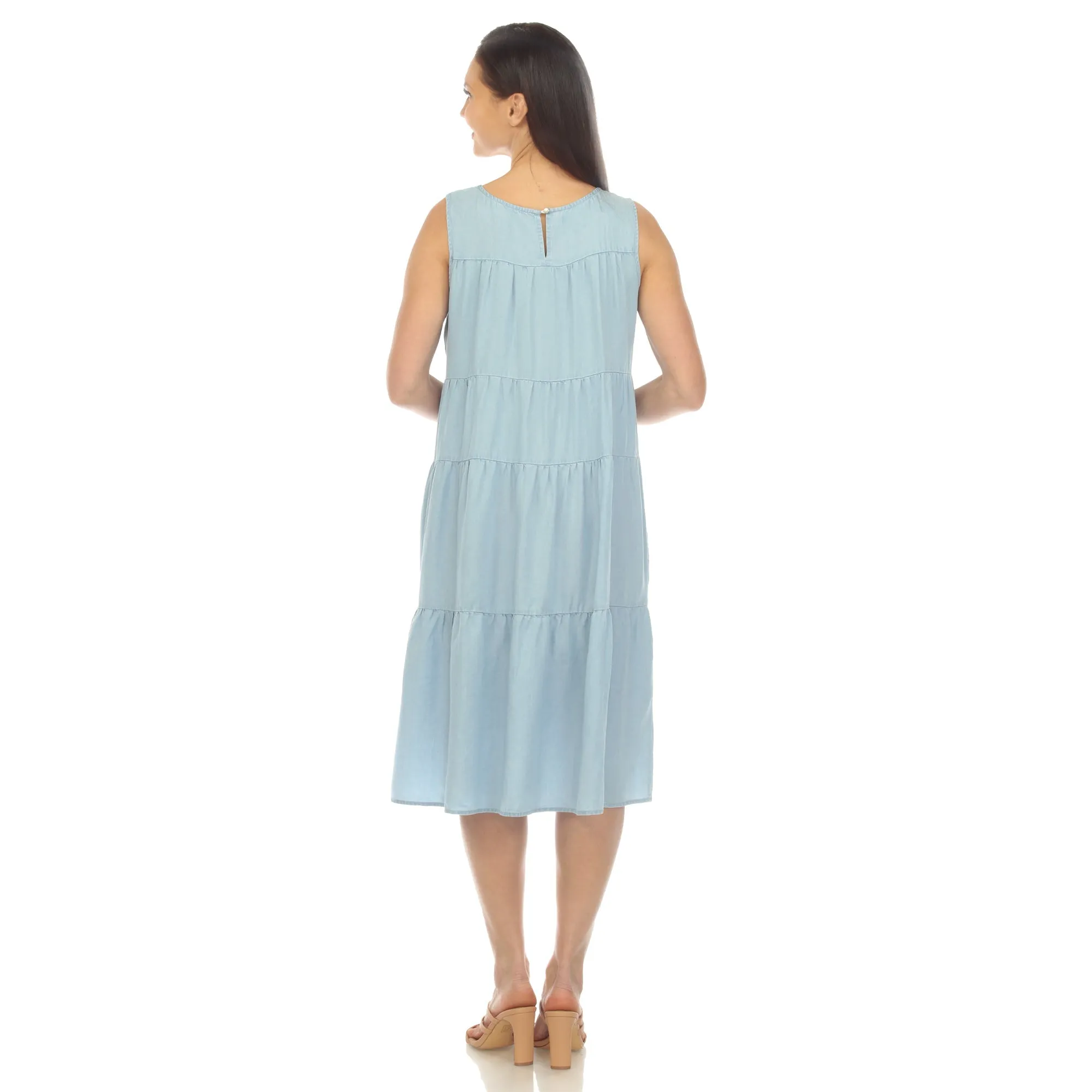 Women's Sleeveless Tiered Chambray Midi Dress sold by Dress Barn product image thumbnail 3