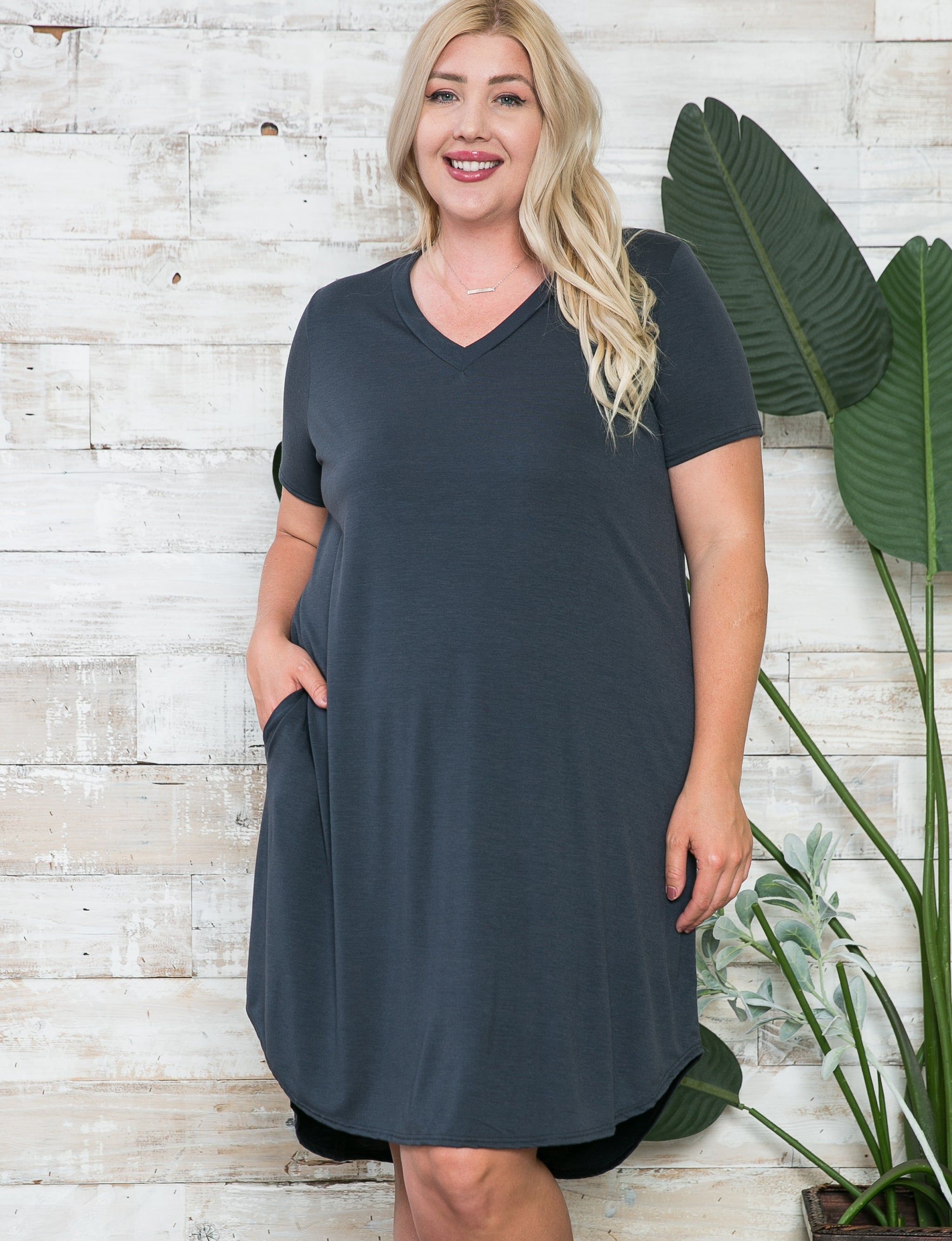 Comfy V-Neck Pocket Dress - Plus sold by Dress Barn product image thumbnail 4