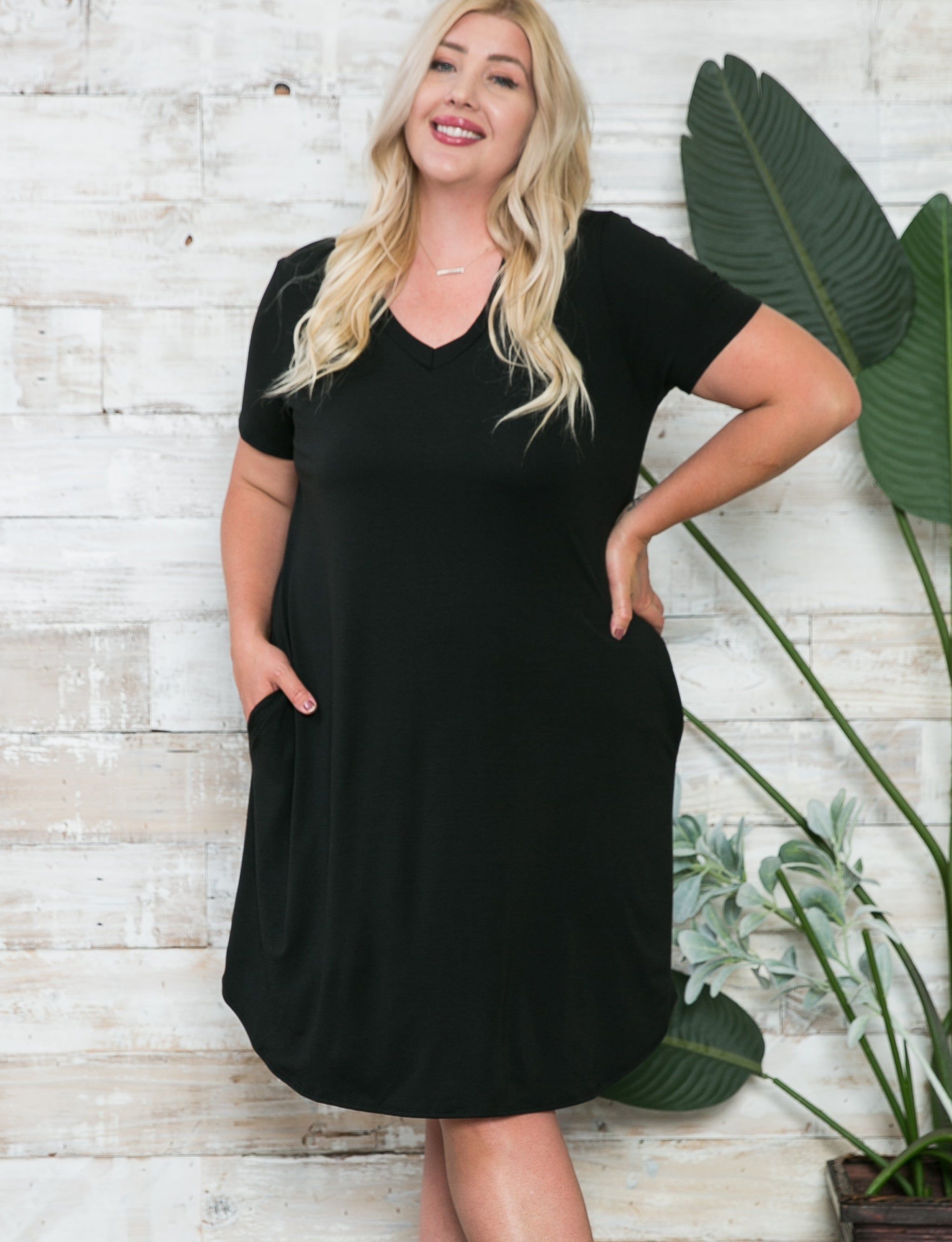 Comfy V-Neck Pocket Dress - Plus sold by Dress Barn product image thumbnail 3