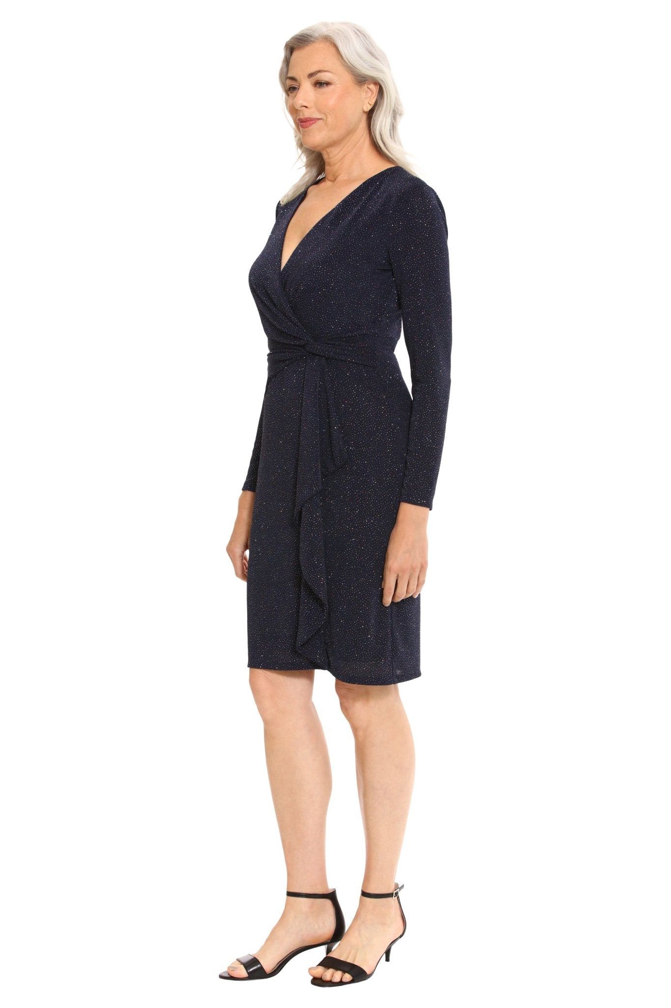 Shirred Surplice Side Flounce L/S Dress sold by Dress Barn product image thumbnail 3