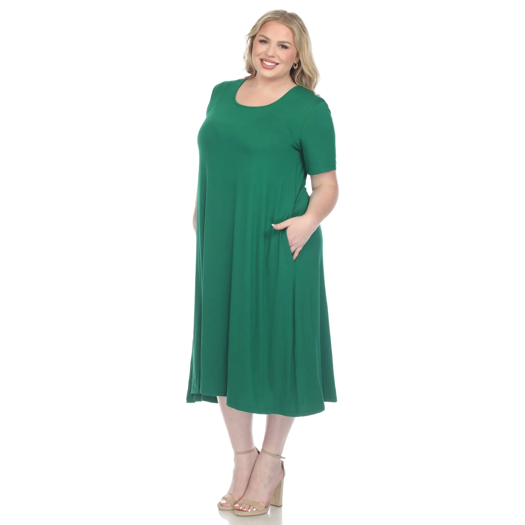 Short Sleeve Pocket Swing Midi Dress - Plus sold by Dress Barn product image thumbnail 2
