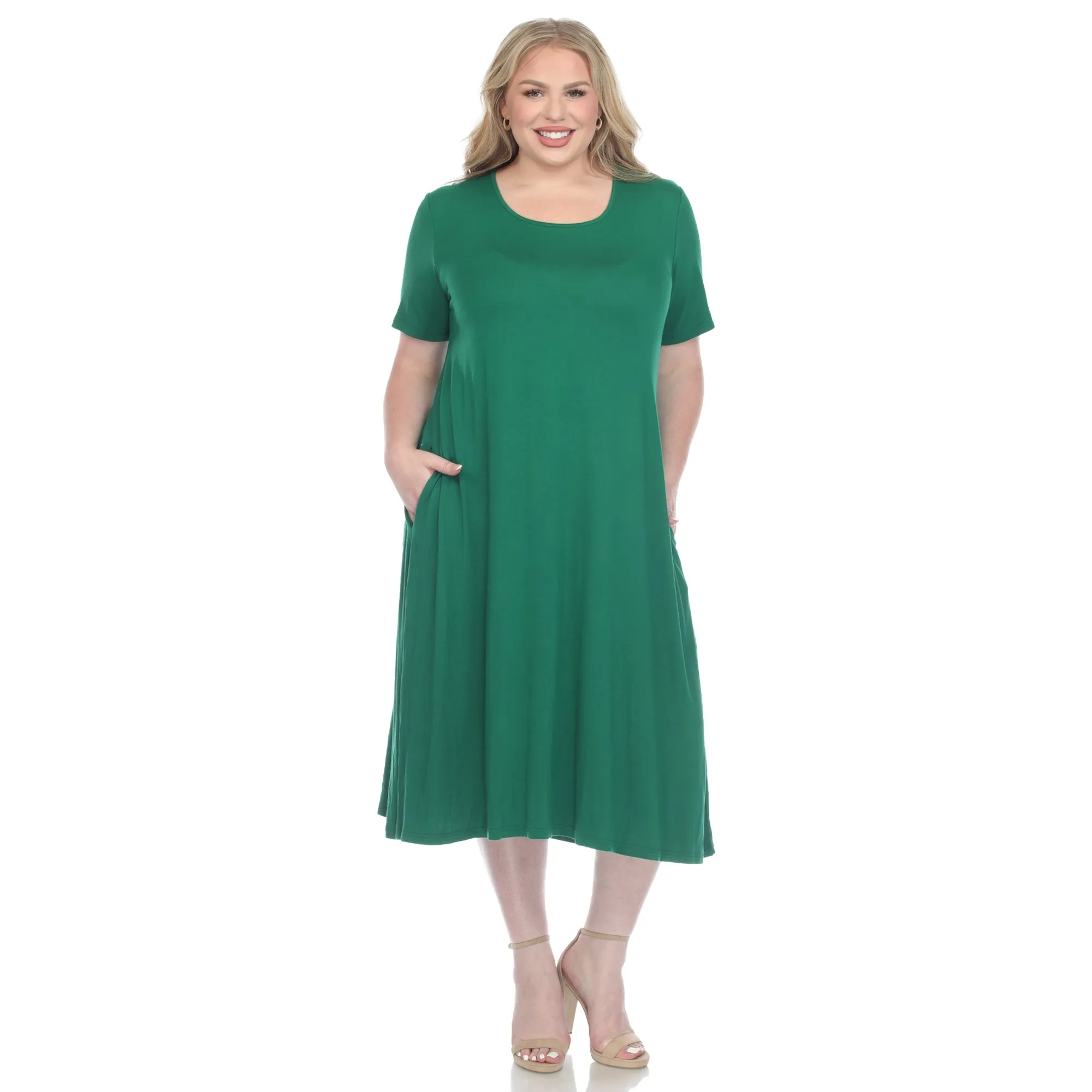 Short Sleeve Pocket Swing Midi Dress - Plus sold by Dress Barn