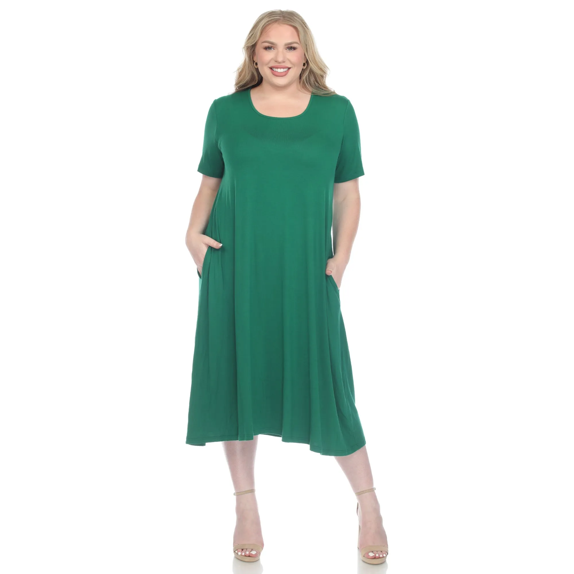 Short Sleeve Pocket Swing Midi Dress - Plus sold by Dress Barn product image thumbnail 5