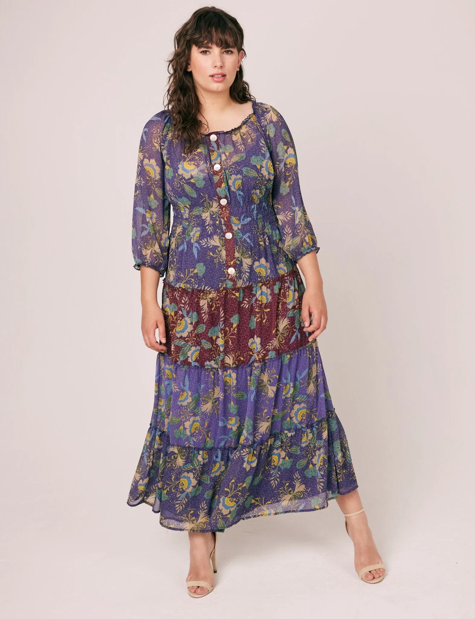 Figueroa & Flower Floral Chiffon Maxi Dress - Plus sold by Dress Barn