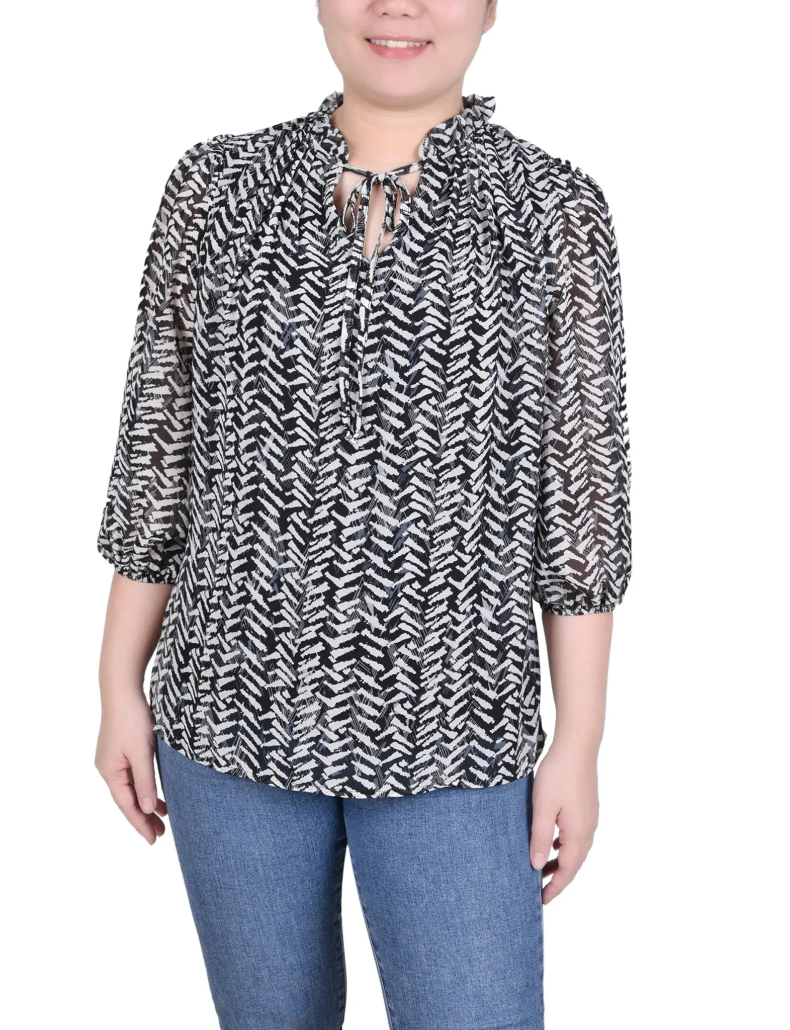 3/4 Length Sleeve Chiffon Blouse - Petite sold by Dress Barn product image thumbnail 5