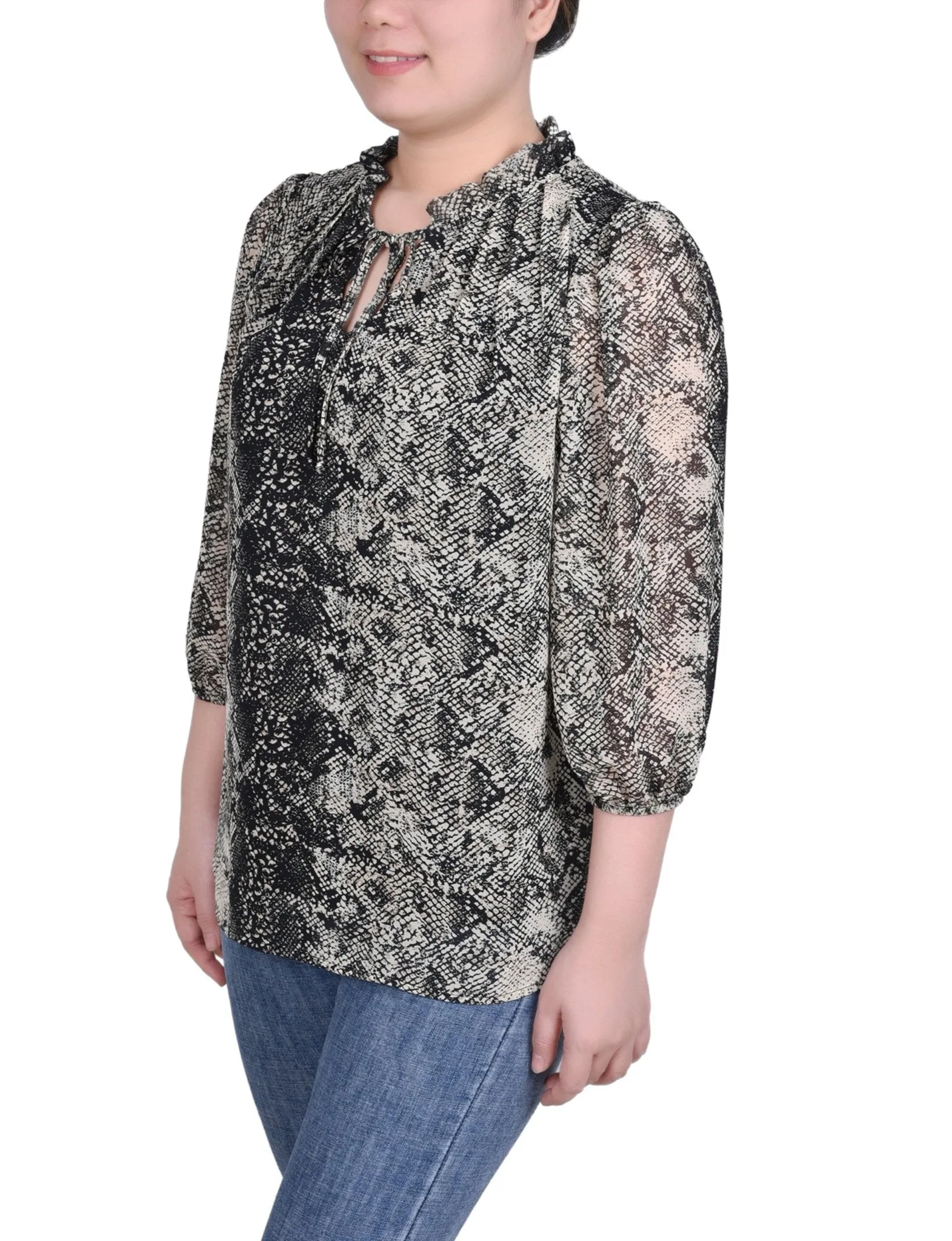 3/4 Length Sleeve Chiffon Blouse - Petite sold by Dress Barn product image thumbnail 2