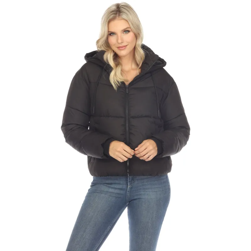 Women's Full Front Zip Hooded Bomber Puffer Jacket sold by Dress Barn