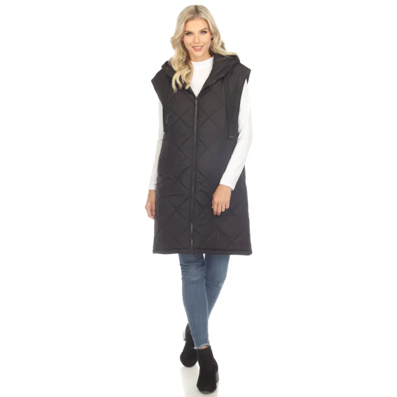 Women's Diamond Quilted Hooded Puffer Vest sold by Dress Barn