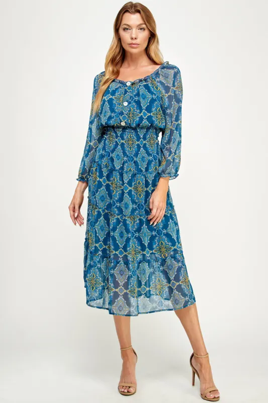 Figueroa & Flower Foulard Print Maxi Dress sold by Dress Barn