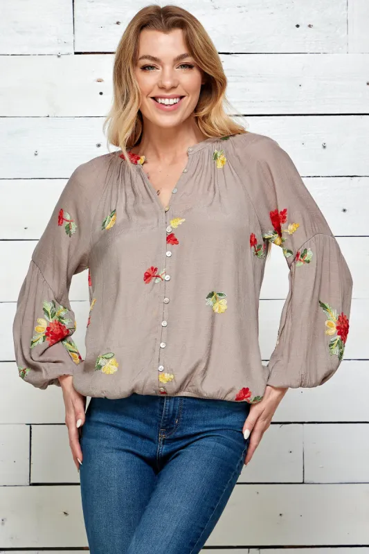 Figueroa & Flower 3/4 Sleeve Embroidered Peasant Blouse sold by Dress Barn