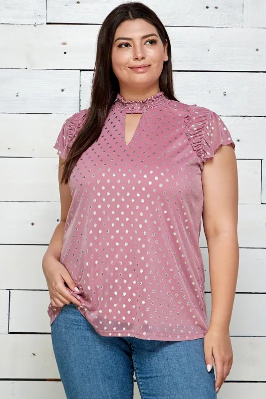 Poppi-Pink Cap Sleeve Front Lined Top - Plus sold by Dress Barn