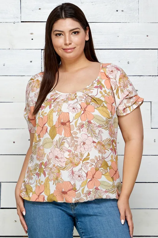 Sara Michelle Short Sleeve Ghost Crepe Blouse - Plus sold by Dress Barn