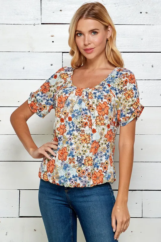 Sara Michelle Short Sleeve Front Bubble Hem Blouse sold by Dress Barn