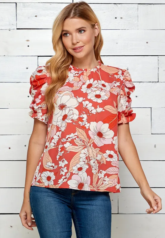Poppi Short Rouche Sleeve Ruffle Neck Blouse sold by Dress Barn