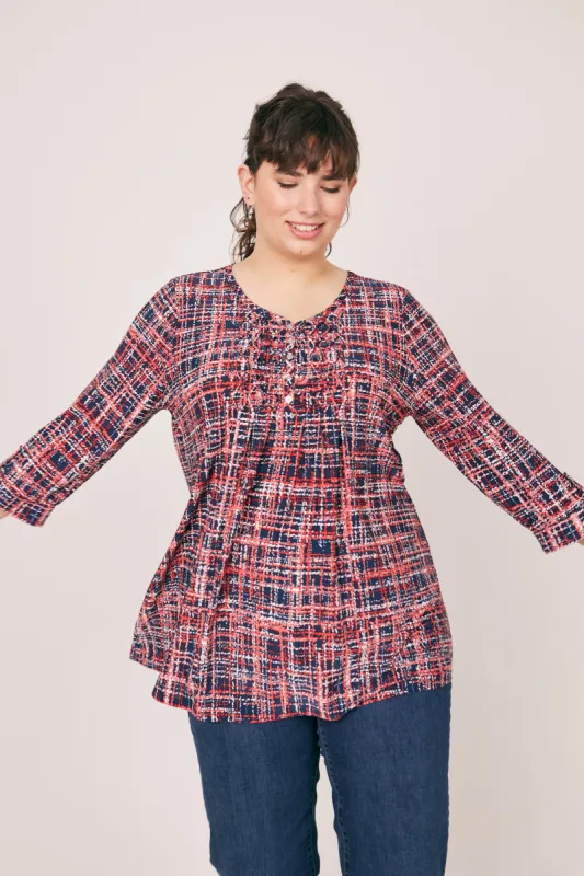 Roz & Ali Smocked Honey Comb Knit Popover - Plus sold by Dress Barn