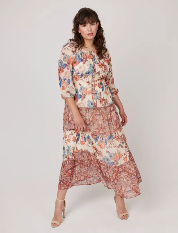 Figueroa & Flower Print Tiered Maxi Dress - Plus sold by Dress Barn
