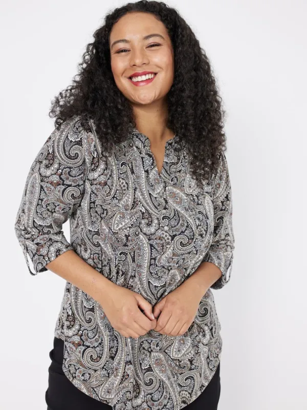 Roz & Ali Paisley Pintuck Popover - Plus sold by Dress Barn