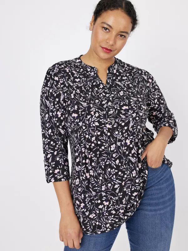 Roz & Ali Peach Small Floral Popover - Plus made by Dress Barn