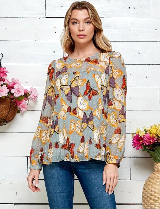 Figueroa & Flower Pleated Print Blouse sold by Dress Barn