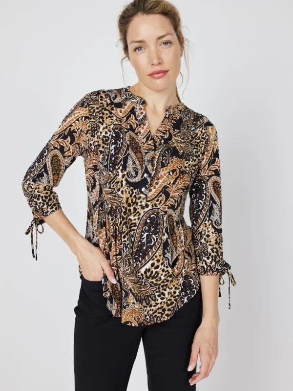 Roz & Ali Paisley Tie Sleeve Popover sold by Dress Barn