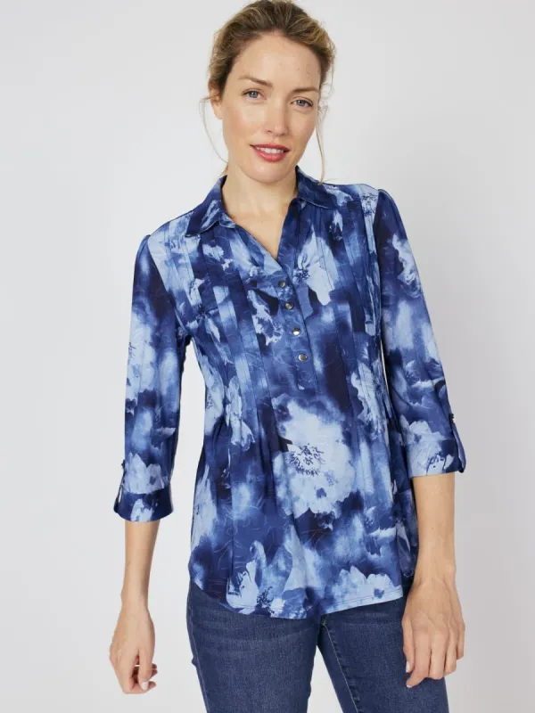 Roz & Ali Floral Tie Dye Jacquard Popover sold by Dress Barn