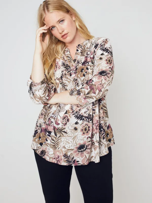 Roz & Ali Burgundy Floral Popover sold by Dress Barn