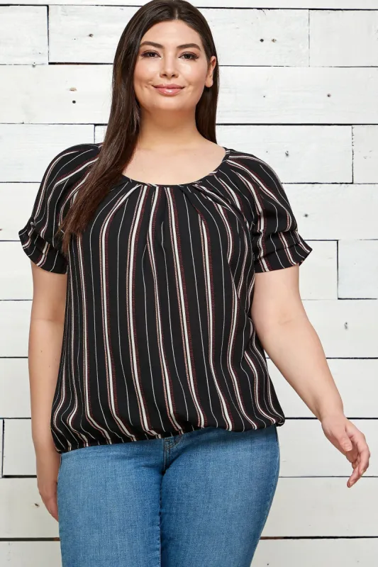 Roz & Ali Short Step Sleeve Pleat Front Bubble Blouse - Plus sold by Dress Barn