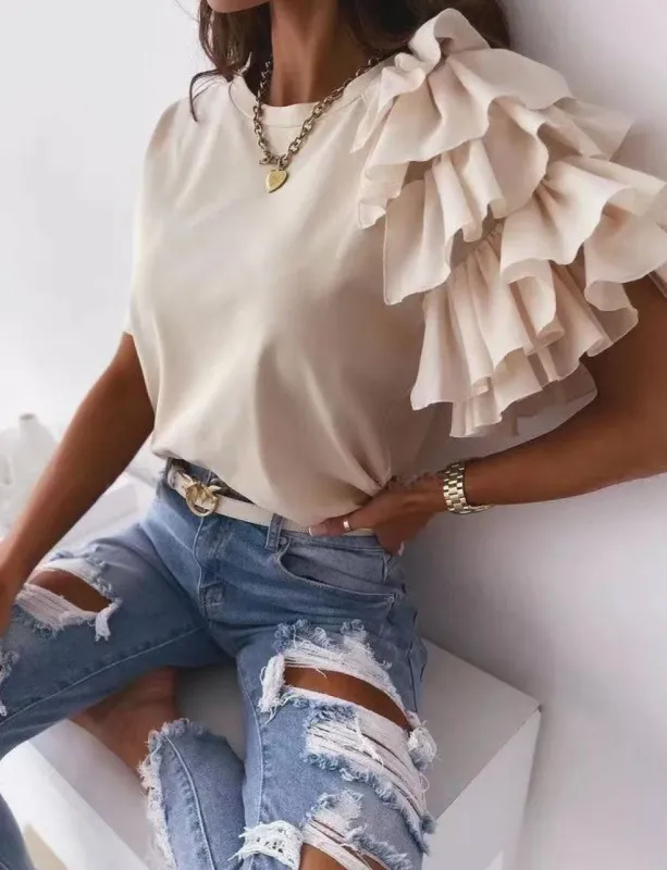 Sweet Carnation Ruffle Top - Plus sold by Dress Barn