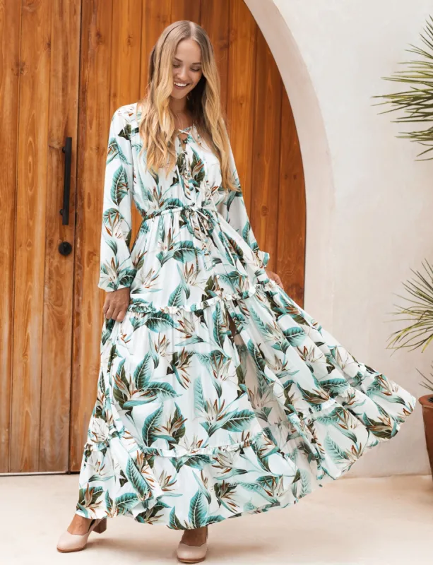 White Island Bohemian Ruffled Maxi Dress - Plus sold by Dress Barn