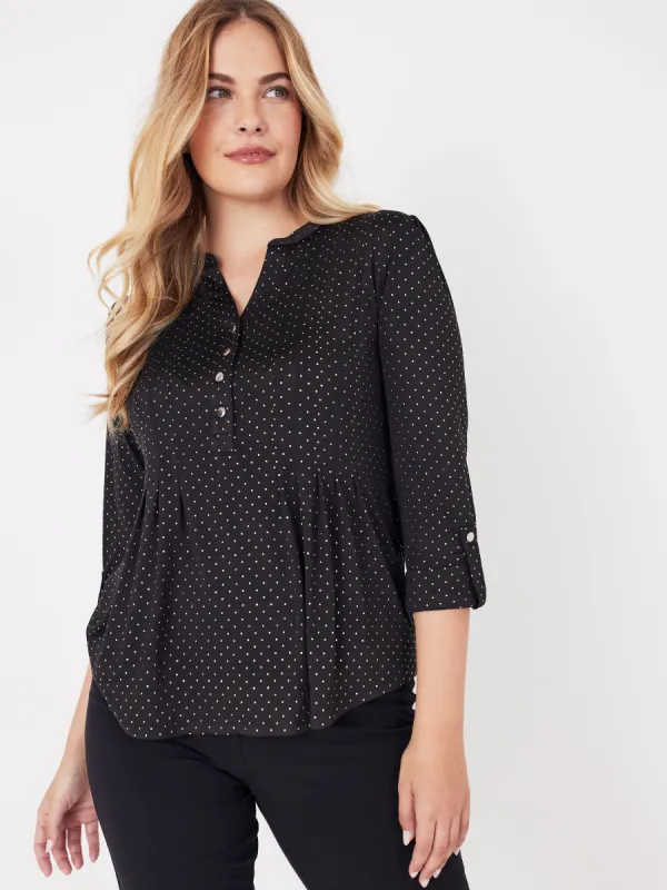 Roz & Ali Gold Pin Dot Pintuck Popover sold by Dress Barn