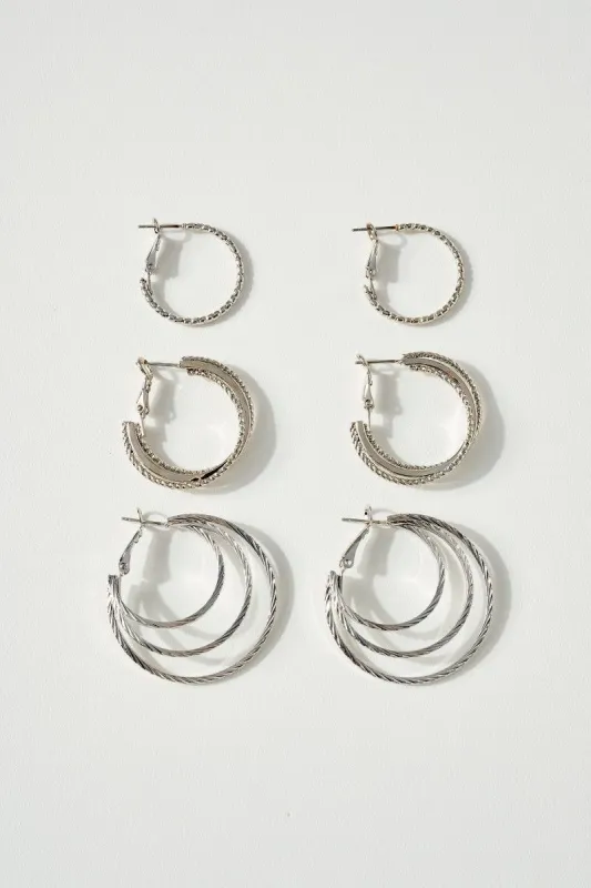 Set of Three Multi Layered Hoop Earrings made by Dress Barn