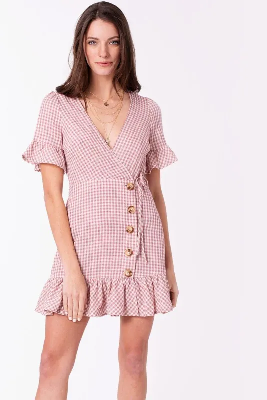 Plaid Woven Wrap with Ruffle Accent Dress sold by Dress Barn