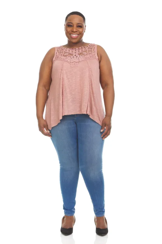 Sleeveless Lace Trim Crew Neck - Plus sold by Dress Barn