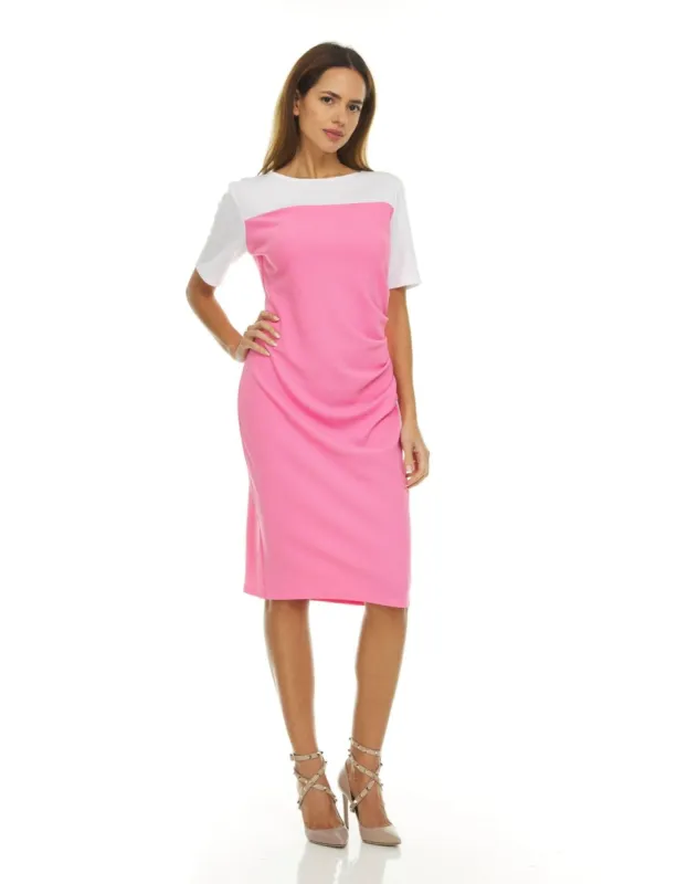 Pink Color Block Short Sleeves Dress sold by Dress Barn
