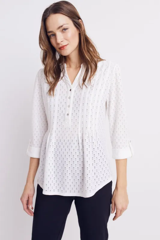Roz & Ali Eyelet Knit Pintuck Popover sold by Dress Barn