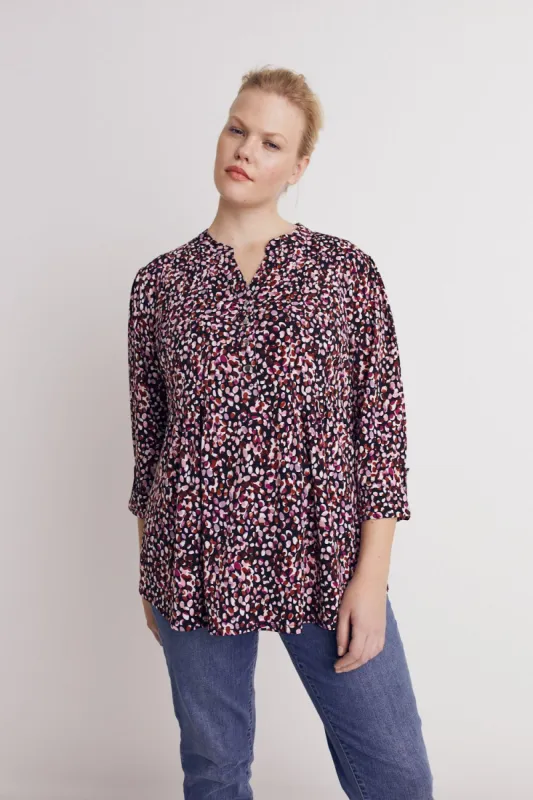 Roz & Ali Multi Color Dot Pintuck Popover - Plus sold by Dress Barn