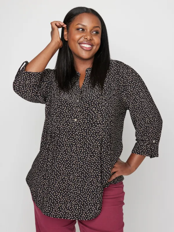 Roz & Ali Polka Dots Print Pintuck Popover - Plus sold by Dress Barn