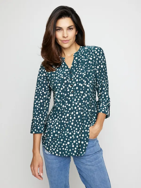 Roz & Ali 3/4 Roll Tab Polka Dots Print Popover sold by Dress Barn