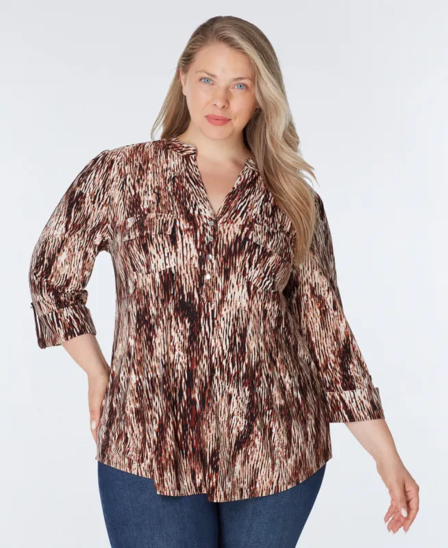 Cocomo V Neck Popover with 2 Pockets - Plus sold by Dress Barn