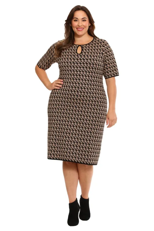 Short Sleeve Keyhole Midi Dress - Plus sold by Dress Barn