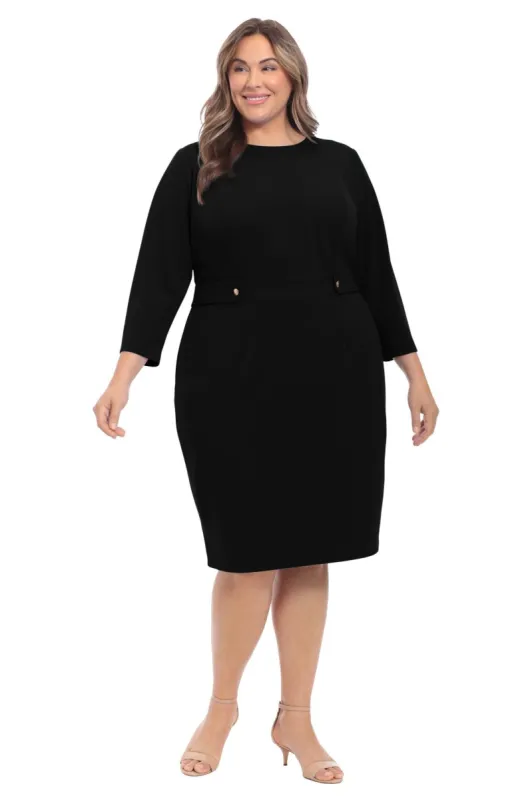 3/4 Sleeve Sheath With Buttons - Plus sold by Dress Barn