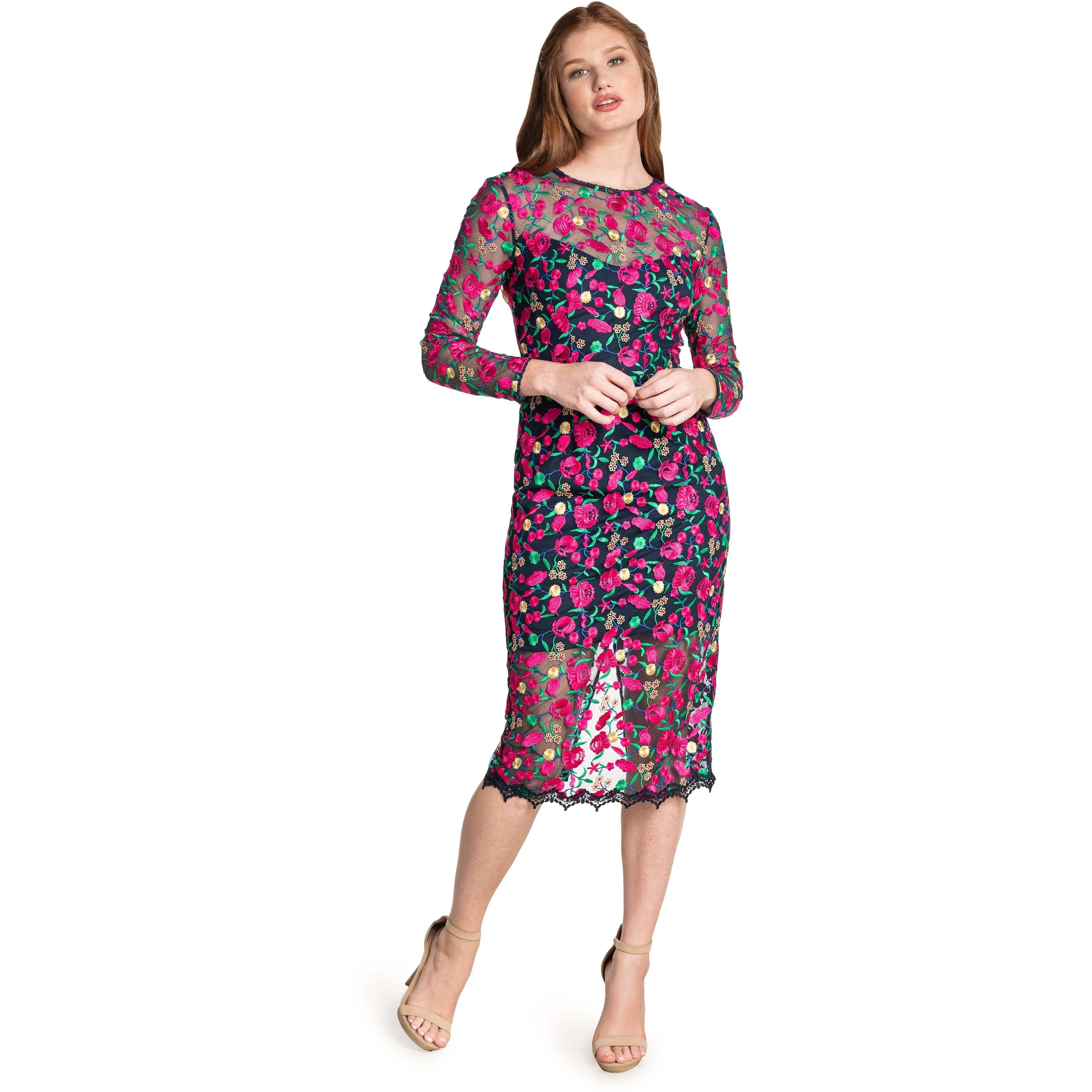 Sophia Floral Embroidered Dress sold by Dress the Population