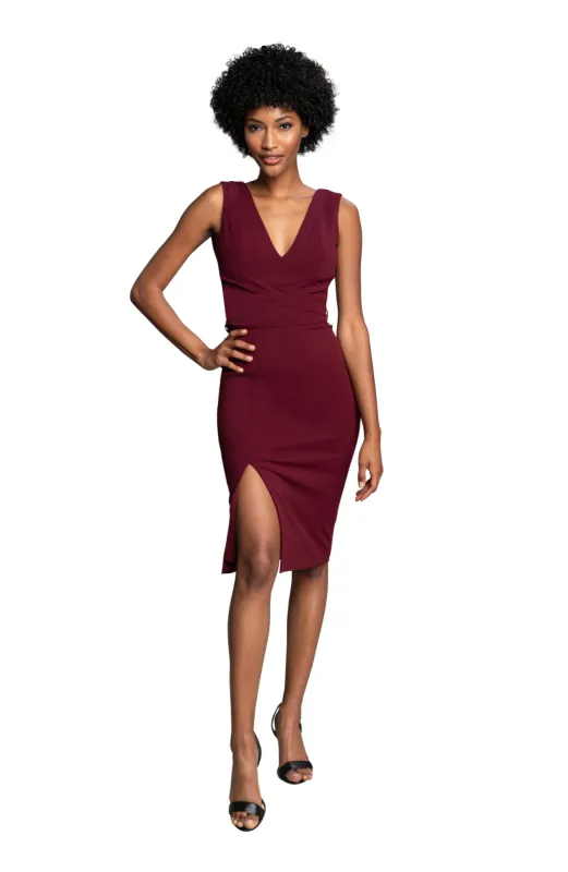 Alessia Burgundy Dress sold by Dress the Population