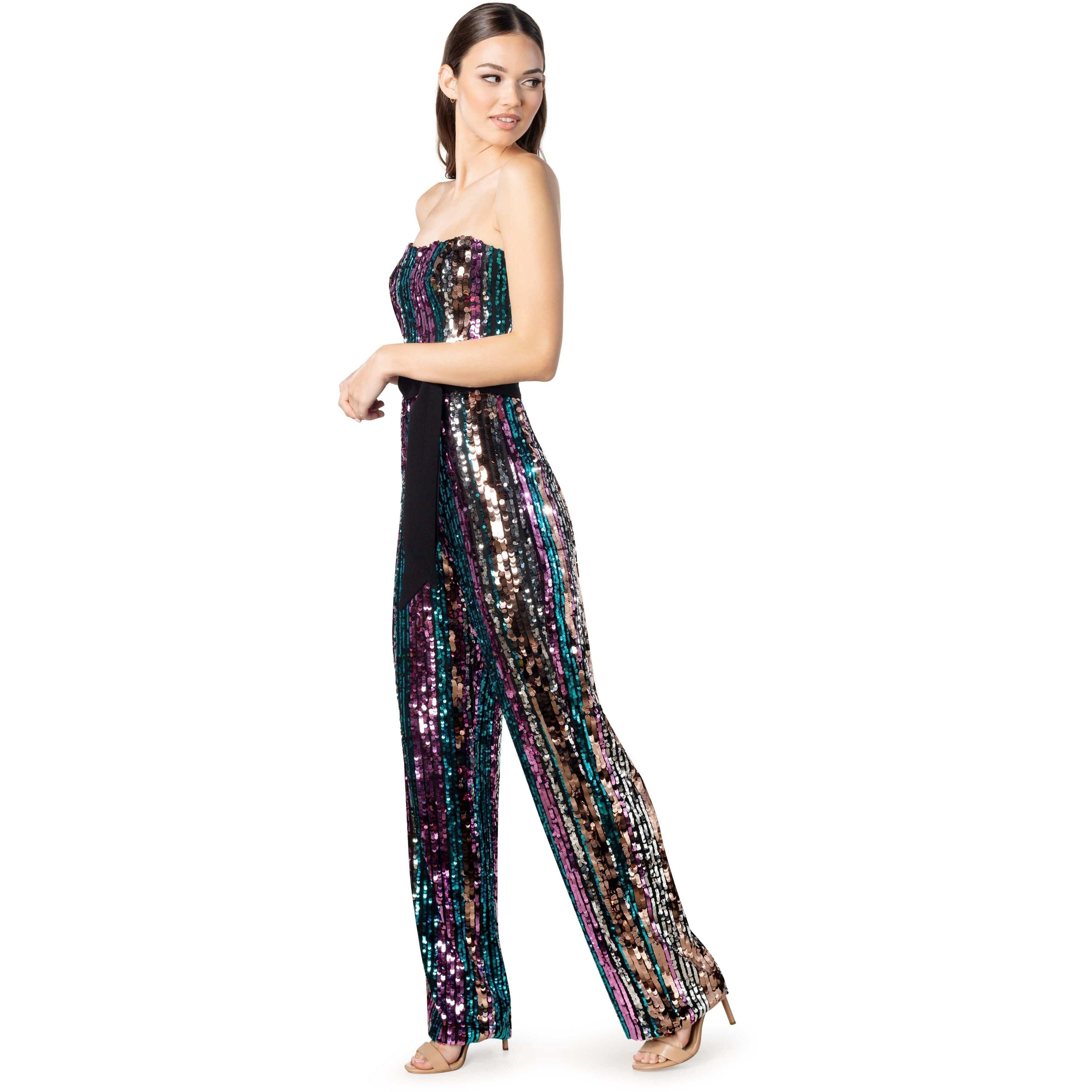 Andy Striped Sequin Jumpsuit sold by Dress the Population product image thumbnail 2
