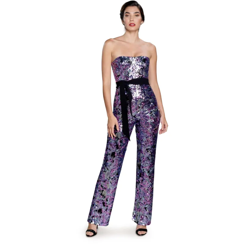 Andy Abstract Sequin Jumpsuit sold by Dress the Population