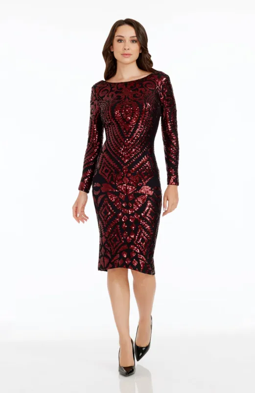 Emery Baroque Sequin Dress sold by Dress the Population